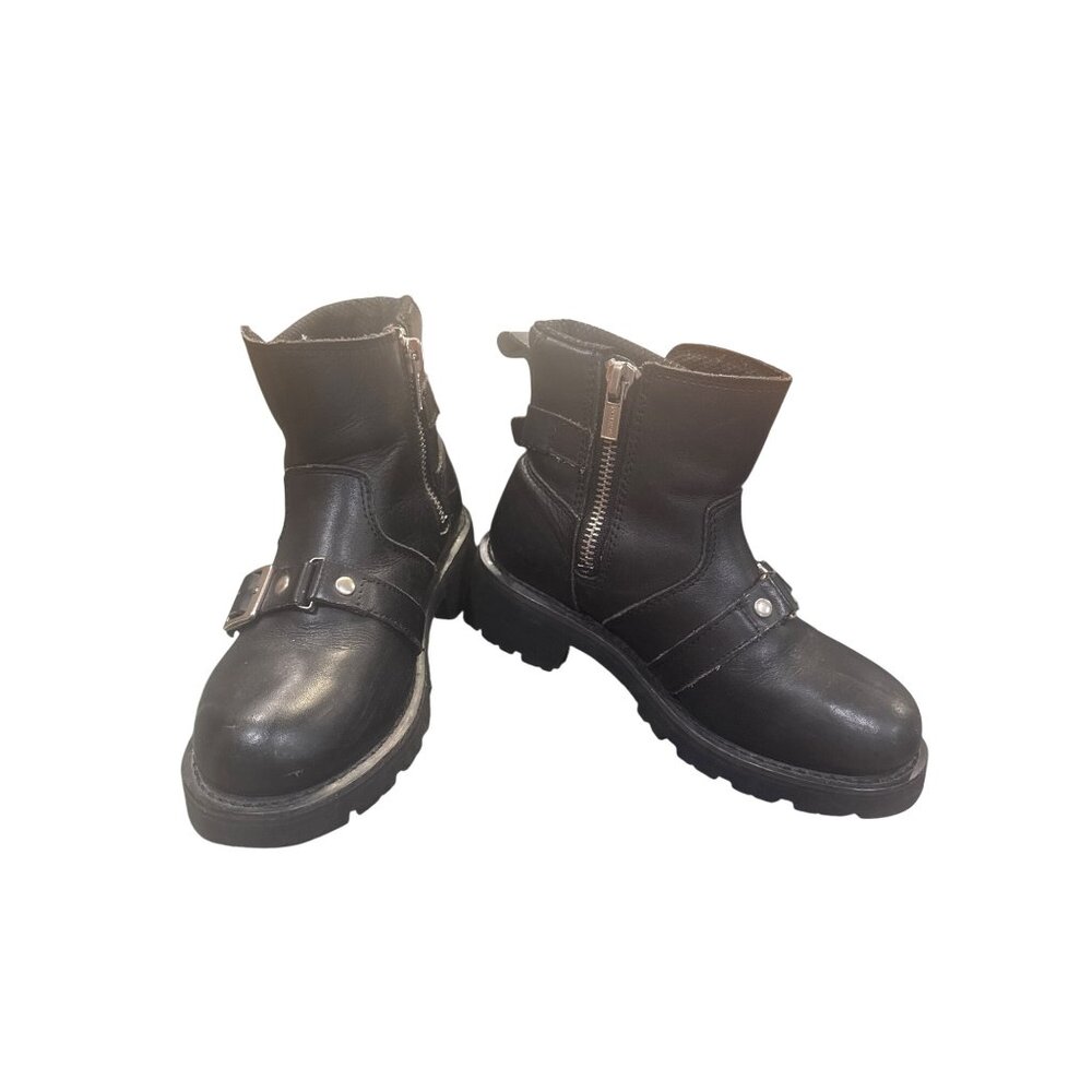 XELEMENT wms black leather moto biker ankle boots sz 6.5M SKU 9877